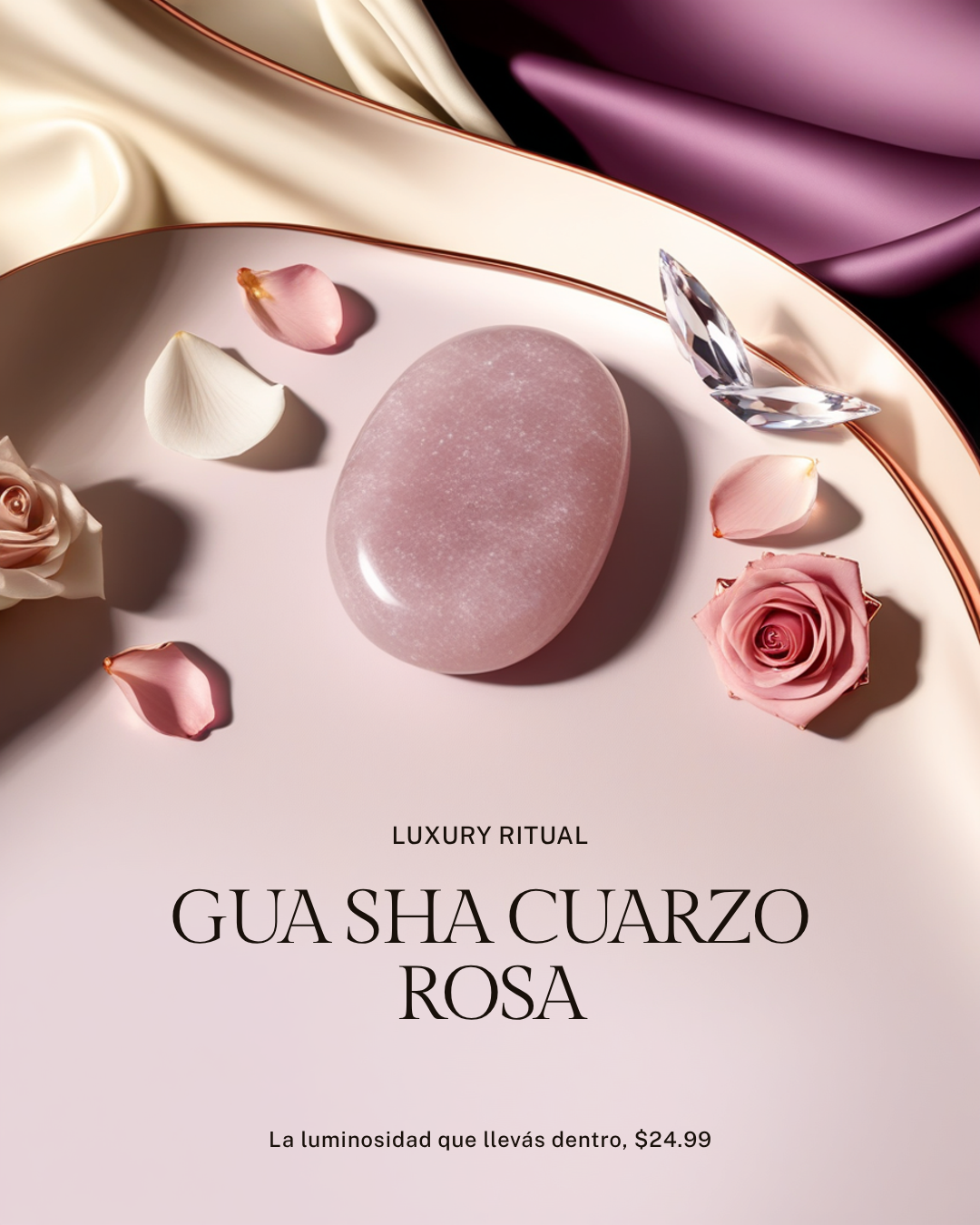 Gua Sha Cuarzo Rosa — Ritual Facial Anti-Puffiness